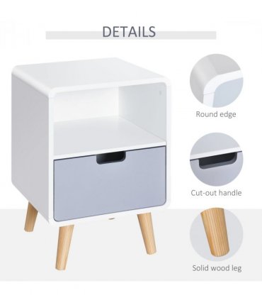 Scandinavian Nordic Style Bedside Table End Nightstand Lamp Desk With Drawer