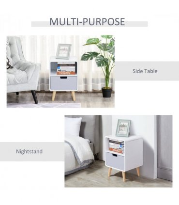 Scandinavian Nordic Style Bedside Table End Nightstand Lamp Desk With Drawer