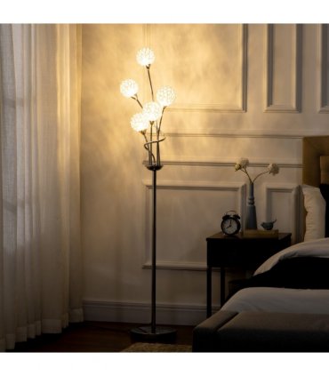K9 Crystal Floor Lamp for Living Room, 5 Light Upright Standing Lamp, Silver