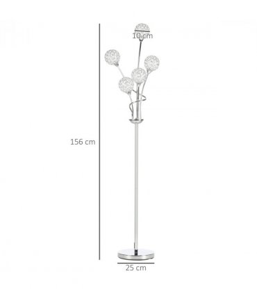 K9 Crystal Floor Lamp for Living Room, 5 Light Upright Standing Lamp, Silver