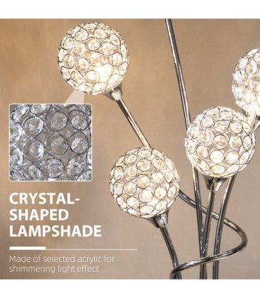 K9 Crystal Floor Lamp for Living Room, 5 Light Upright Standing Lamp, Silver