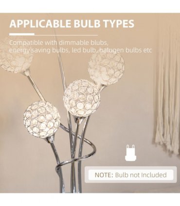 K9 Crystal Floor Lamp for Living Room, 5 Light Upright Standing Lamp, Silver