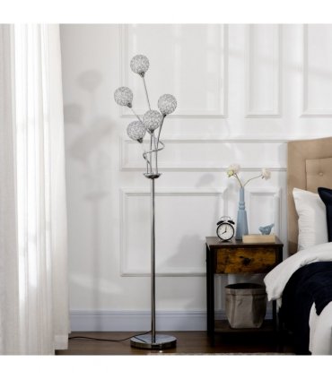 K9 Crystal Floor Lamp for Living Room, 5 Light Upright Standing Lamp, Silver