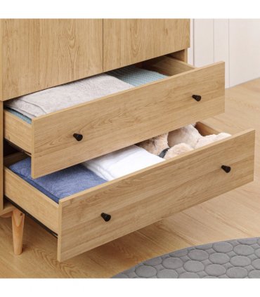Modern Wardrobe with 2 Drawers, Hanging Rail, Clothes Organizer for Bedroom