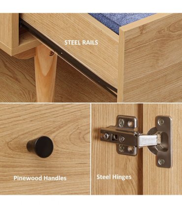 Modern Wardrobe with 2 Drawers, Hanging Rail, Clothes Organizer for Bedroom