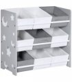 Storage Unit w/ 9 Removable Storage Baskets - Grey, MDF, 63L x 30W x 60H cm