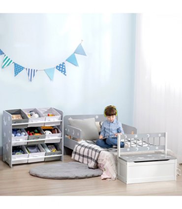 Storage Unit w/ 9 Removable Storage Baskets - Grey, MDF, 63L x 30W x 60H cm