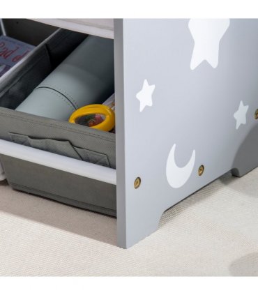 Storage Unit w/ 9 Removable Storage Baskets - Grey, MDF, 63L x 30W x 60H cm