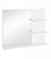 Modern Bathroom Wall Mounted Mirror with 3 Storage Open Shelves, White