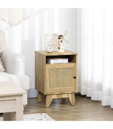 Nightstand 39cmx35cmx60cm Natural wood Particle board and MDF Rattan Element