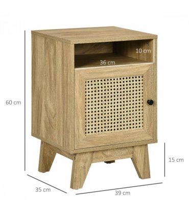 Nightstand 39cmx35cmx60cm Natural wood Particle board and MDF Rattan Element