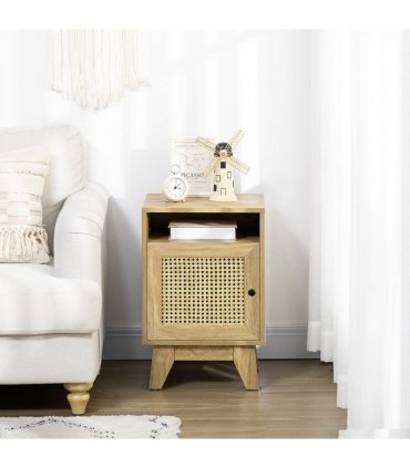 Nightstand 39cmx35cmx60cm Natural wood Particle board and MDF Rattan Element