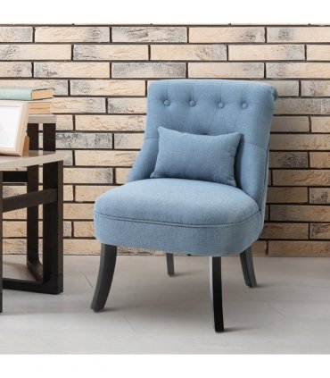 Fabric Single Sofa Dining Chair Upholstered W/ Pillow Solid Wood Leg Living Room