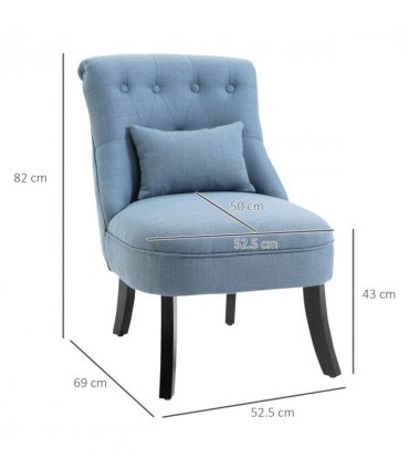 Fabric Single Sofa Dining Chair Upholstered W/ Pillow Solid Wood Leg Living Room