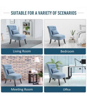 Fabric Single Sofa Dining Chair Upholstered W/ Pillow Solid Wood Leg Living Room