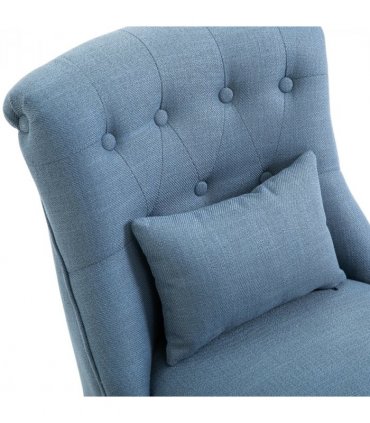 Fabric Single Sofa Dining Chair Upholstered W/ Pillow Solid Wood Leg Living Room