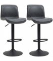Retro Barstools Set of 2 PU Leather Adjustable Height Swivel Bar Chairs