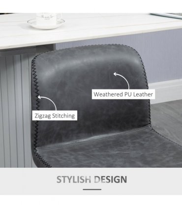 Retro Barstools Set of 2 PU Leather Adjustable Height Swivel Bar Chairs