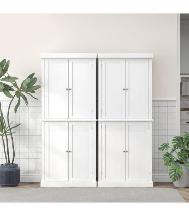 Freestanding Kitchen Cupboard, 6-Tier Cabinet Organizer w/ 4 Adjustable, White