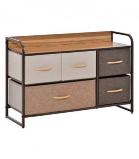 Drawers Storage Tower Dresser with Wood Top, Steel Frame, Storage Organizer