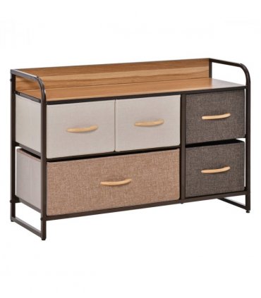 Drawers Storage Tower Dresser with Wood Top, Steel Frame, Storage Organizer