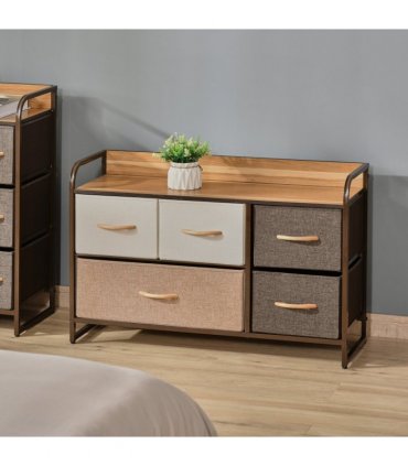 Drawers Storage Tower Dresser with Wood Top, Steel Frame, Storage Organizer