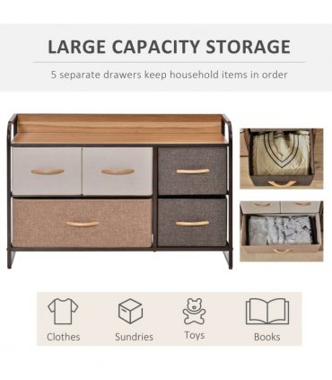 Drawers Storage Tower Dresser with Wood Top, Steel Frame, Storage Organizer