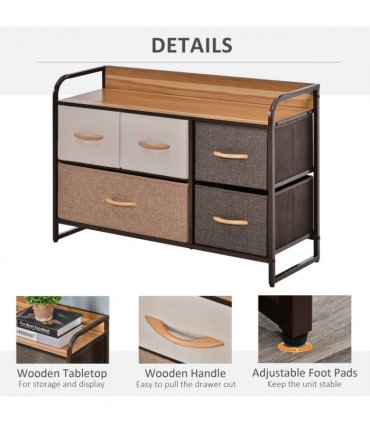 Drawers Storage Tower Dresser with Wood Top, Steel Frame, Storage Organizer