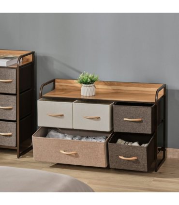 Drawers Storage Tower Dresser with Wood Top, Steel Frame, Storage Organizer