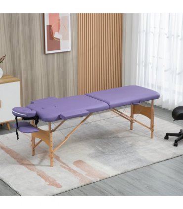 Portable Massage Bed Folding Spa Beauty Massage Table with 2 Sections Purple