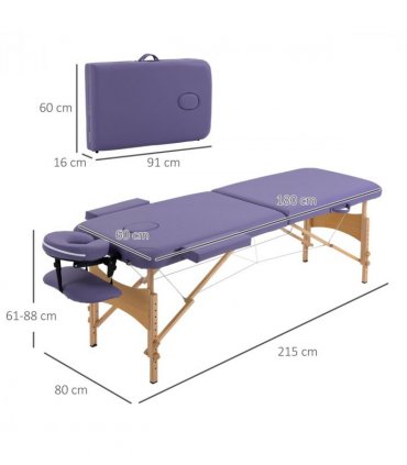 Portable Massage Bed Folding Spa Beauty Massage Table with 2 Sections Purple