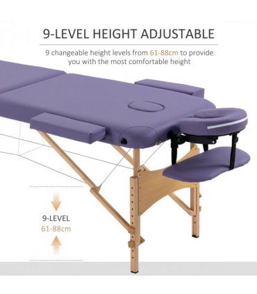 Portable Massage Bed Folding Spa Beauty Massage Table with 2 Sections Purple