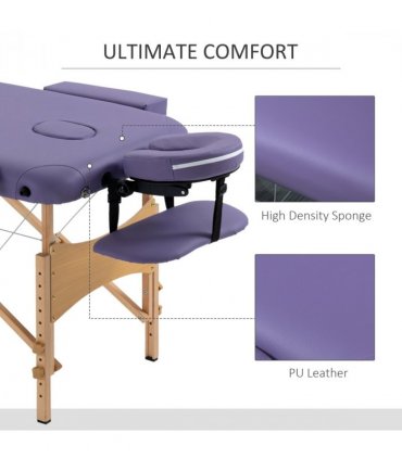 Portable Massage Bed Folding Spa Beauty Massage Table with 2 Sections Purple