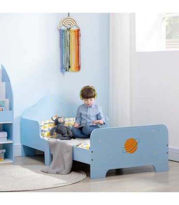 ZONEKIZ Toddler Bed w/ Space-themed Patterns, for Boy, Girls, Ages 3-6 Years