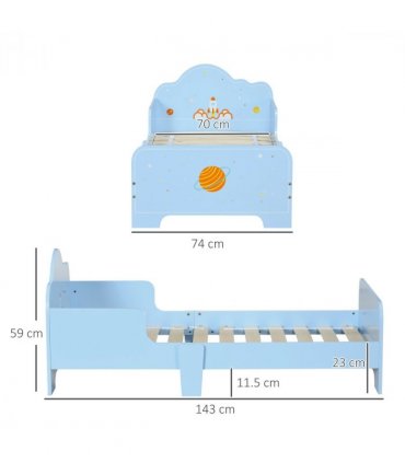 ZONEKIZ Toddler Bed w/ Space-themed Patterns, for Boy, Girls, Ages 3-6 Years