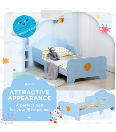 ZONEKIZ Toddler Bed w/ Space-themed Patterns, for Boy, Girls, Ages 3-6 Years