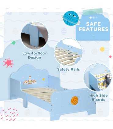 ZONEKIZ Toddler Bed w/ Space-themed Patterns, for Boy, Girls, Ages 3-6 Years