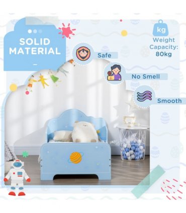 ZONEKIZ Toddler Bed w/ Space-themed Patterns, for Boy, Girls, Ages 3-6 Years