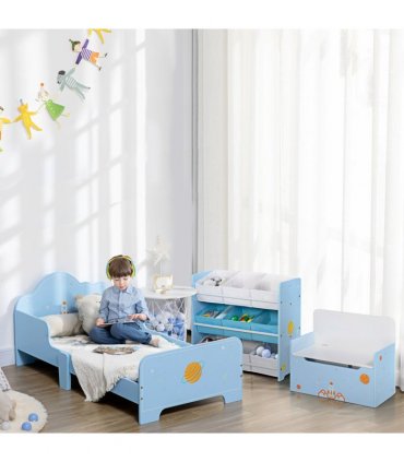 ZONEKIZ Toddler Bed w/ Space-themed Patterns, for Boy, Girls, Ages 3-6 Years