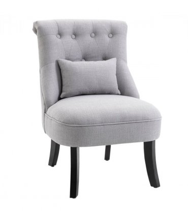 Fabric Single Sofa Dining Chair Upholstered W/ Pillow Solid Wood Leg Living Room