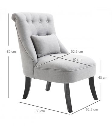 Fabric Single Sofa Dining Chair Upholstered W/ Pillow Solid Wood Leg Living Room