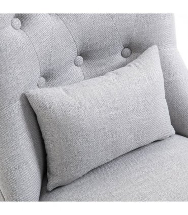 Fabric Single Sofa Dining Chair Upholstered W/ Pillow Solid Wood Leg Living Room
