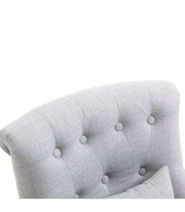 Fabric Single Sofa Dining Chair Upholstered W/ Pillow Solid Wood Leg Living Room
