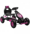 Children Pedal Go Kart w/ Adjustable Seat, Rubber Wheels, Brake - Pink