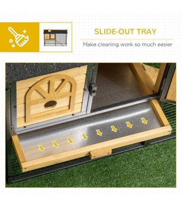 Outdoor Rabbit Hutch 120L x 55.5W x 80H cm Wood and Steel Black Two-tier Design
