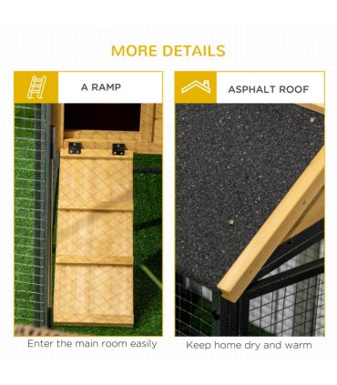 Outdoor Rabbit Hutch 120L x 55.5W x 80H cm Wood and Steel Black Two-tier Design