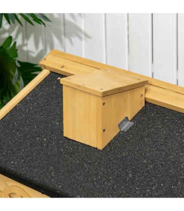Outdoor Rabbit Hutch 120L x 55.5W x 80H cm Wood and Steel Black Two-tier Design