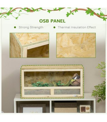 PawHut Reptile Terrarium w/ Transparent Sliding Doors, Breathable Mesh