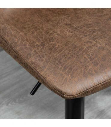 Set Of 2 Microfibre Retro Tub Bar Stools w/ Metal Frame Footrest Home Seat Brown