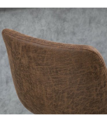 Set Of 2 Microfibre Retro Tub Bar Stools w/ Metal Frame Footrest Home Seat Brown